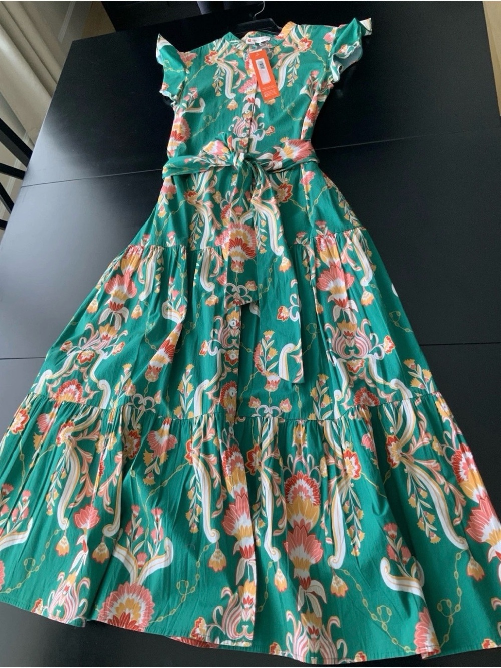 Jude Connally Mirabella Midi Dress Size L Green Floral Belted NWT - Picture 15 of 16
